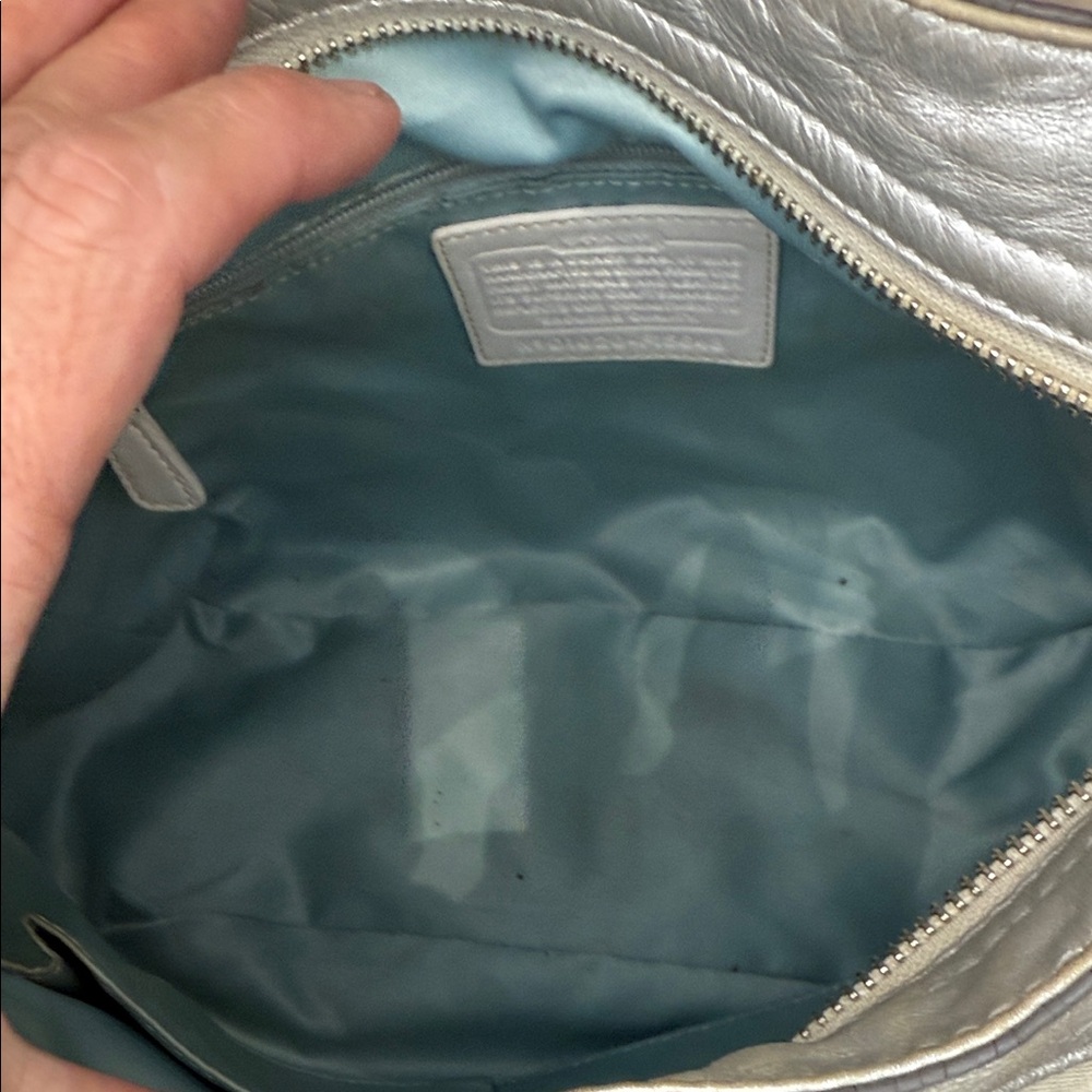 Coach Metallic Silver and Cream Shoulder Hobo Bag - Picture 13 of 16